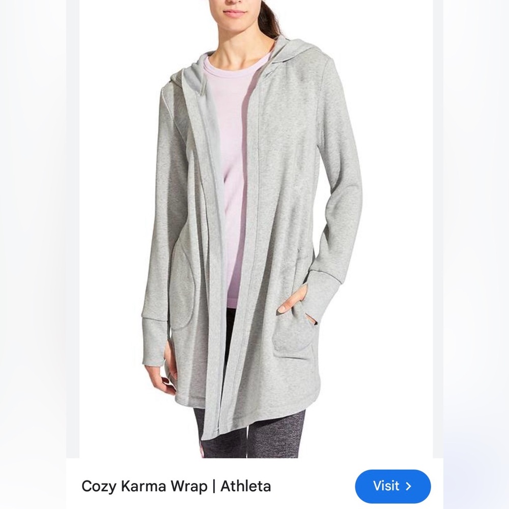 Athleta Cozy Karma Cozy Womans Gray Hooded Cardigan